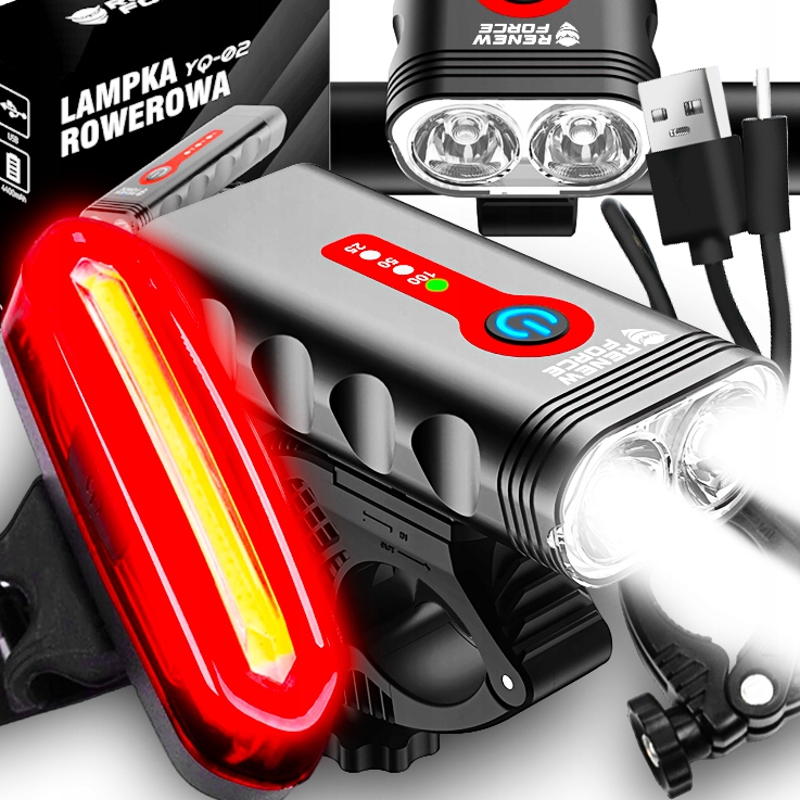 Světlo na kolo Světlo Přední Zadní Led na kolo řídítka Výkonné Usb 1800lm