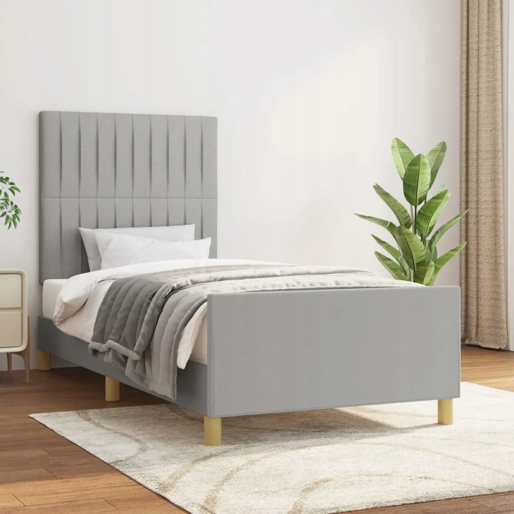 Rám postele bez matrace světle šedý 90 x 200 cm textil Šedá 3125187