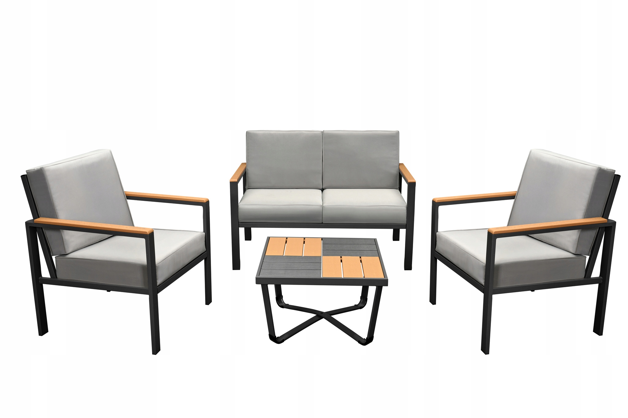 MEBLE OGRODOWE ZESTAW MEBLI OGRODOWYCH SZARE DREWNOPODOBNE FLORENCJA