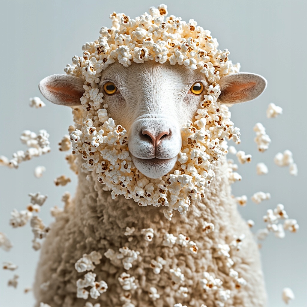 Obraz Na Plátně Canvas Grafika Portrét Legrační Ovce Popcorn 80x80