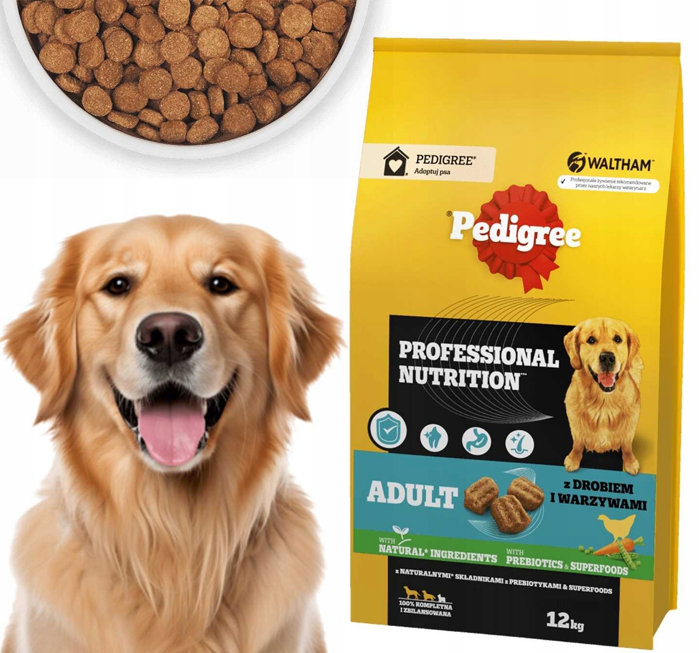 Levně Suché Krmivo Pro Psy Pedigree Adult Drůbež Zelenina Velké Střední Plemena 12KG