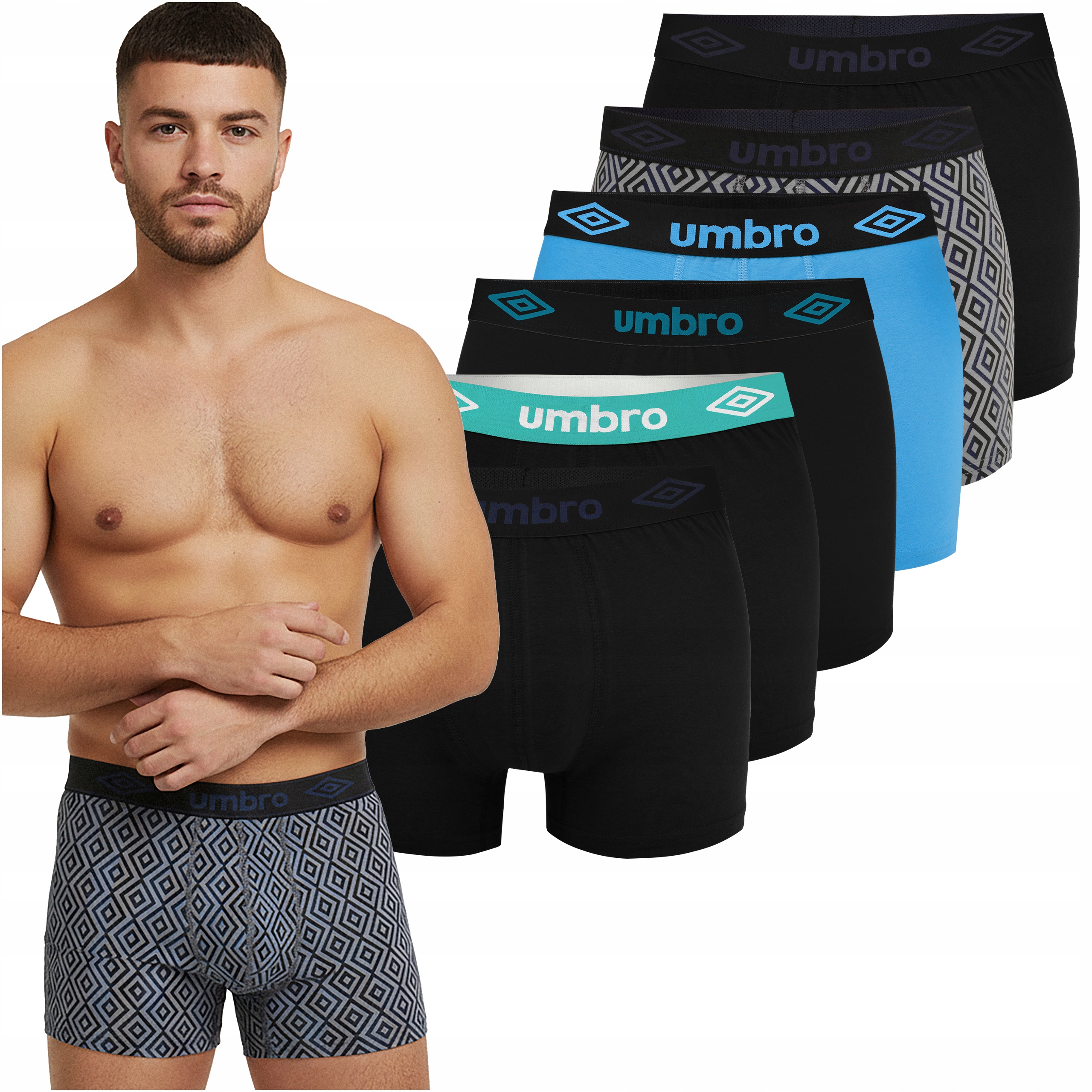 Umbro Bokserki Męskie Zestaw 6 Sztuk Wzór Kolor Mix Bawełna Rozmiar M