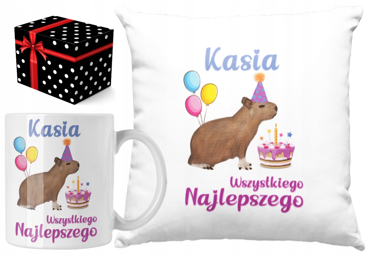 

Urodziny Poduszka Kubek Kapibara karton