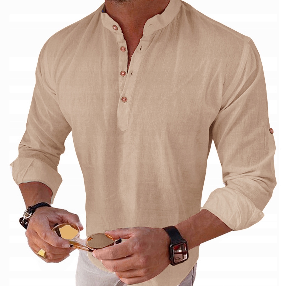 Pánská košile Stójka Casual Denní Lněná Len Bavlněná