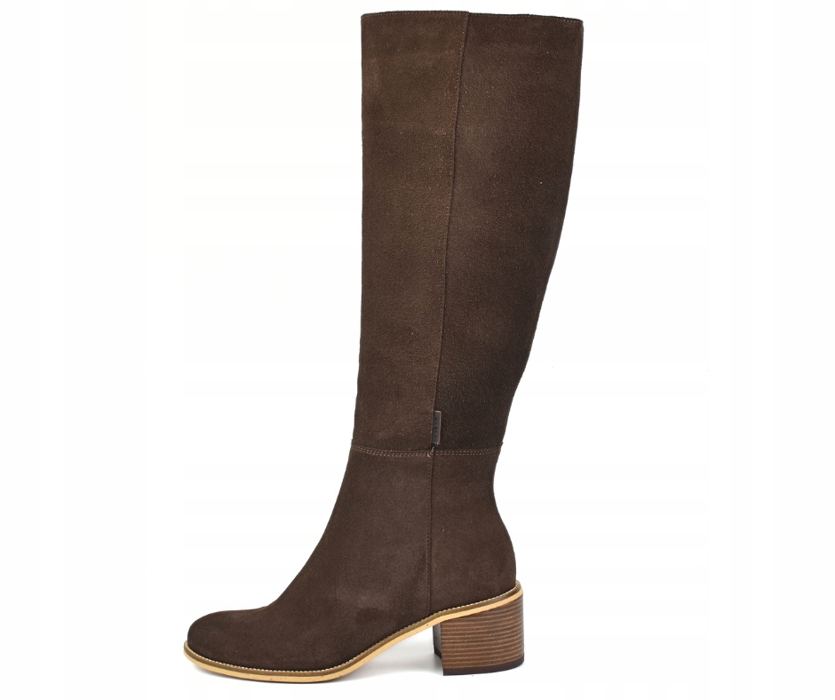 Kozaki damskie SEMPRE 23-443/BRW skóra naturalna welur brąz