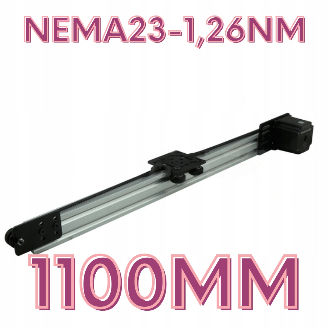 Lineární vedení 1100 mm V-Slot s ozubeným řemenem 3GT-NEMA 23 1,26 Nm