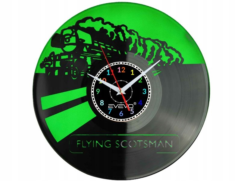 Vlak Lokomotiva Flying Scotsman Nástěnné Hodiny Fluorescenční Pozadí Deska