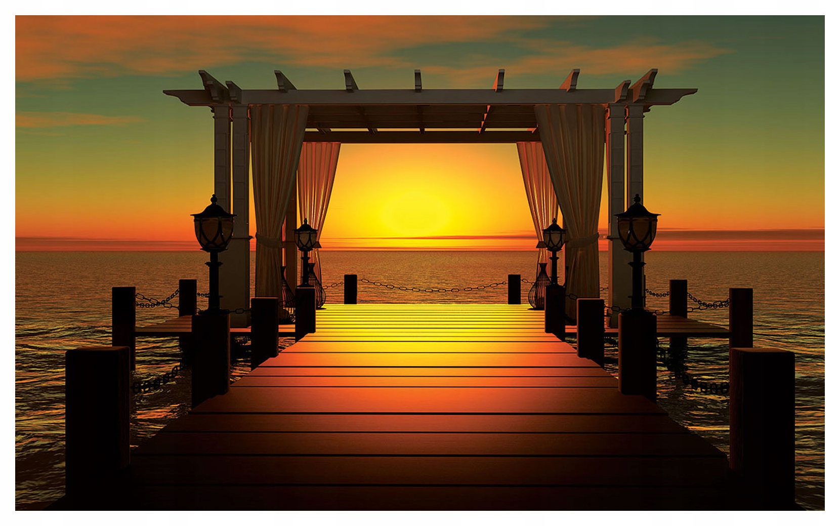 Vliesová fototapeta Sluneční břeh moře Dřevěné molo 368x254 lepidlo