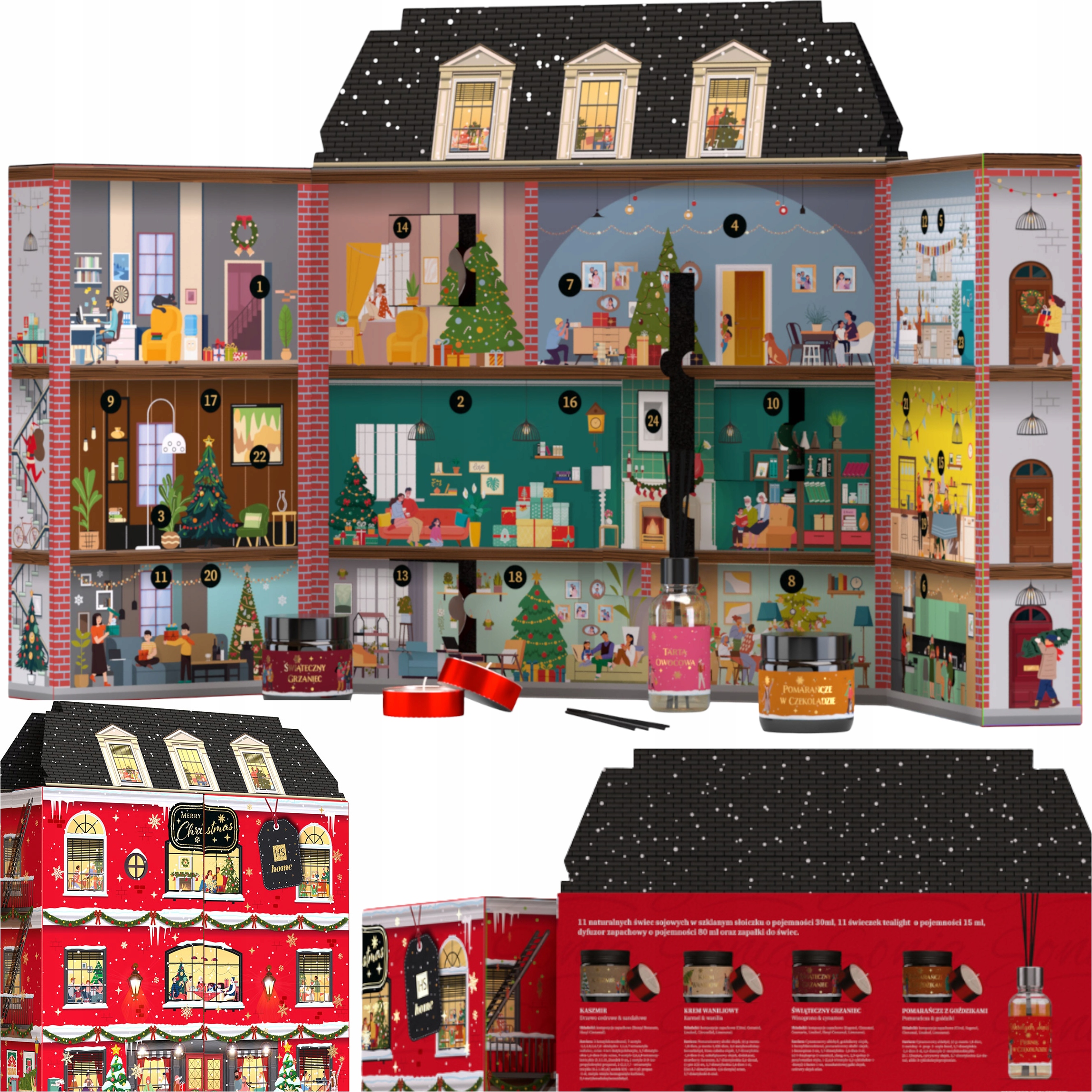Velká Sada Vonných Svíček Ze Sojového Vosku Adventní Kalendář 24ks Sklenice