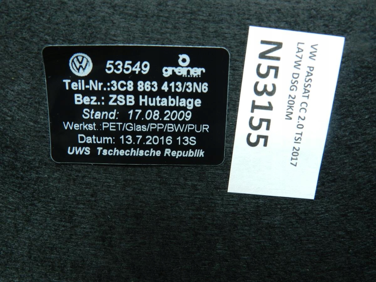VW PASSAT CC plato boot 3C8863413