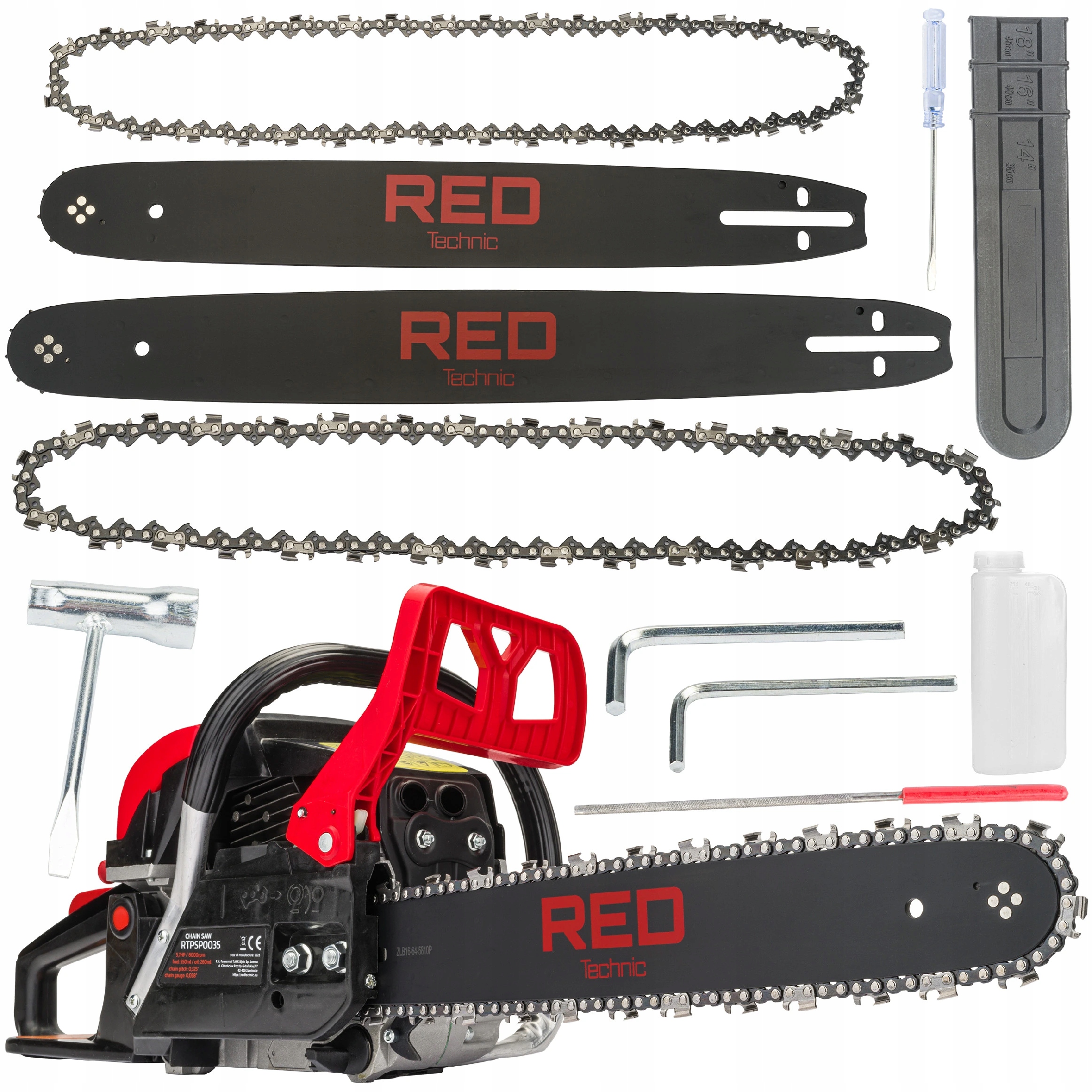 Red Technic Red Technic Benzínová řetězová pila 5,7HP 16" 18" RTPSP0035