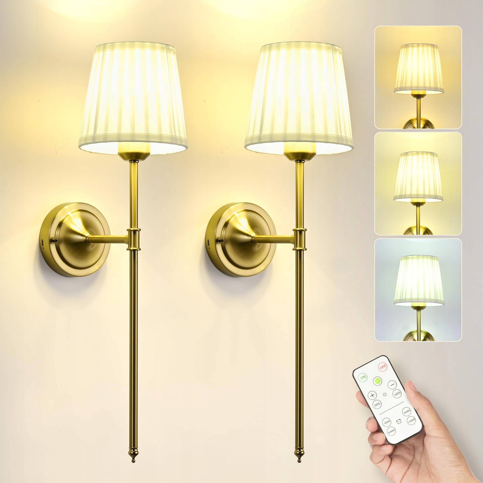 Led nástěnné svítidlo na Akumulátor s regulací a dálkovým ovládáním, nabíjení 2 kusy