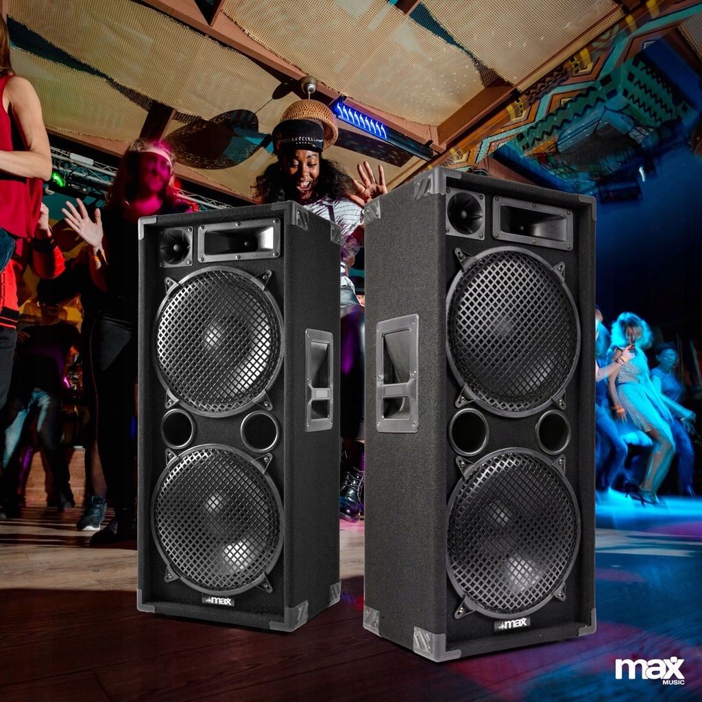 Zestaw dwóch KOLUMN ESTRADOWYCH PASYWNYCH 2x1400W wzmacniacz okablowanie Marka MAX