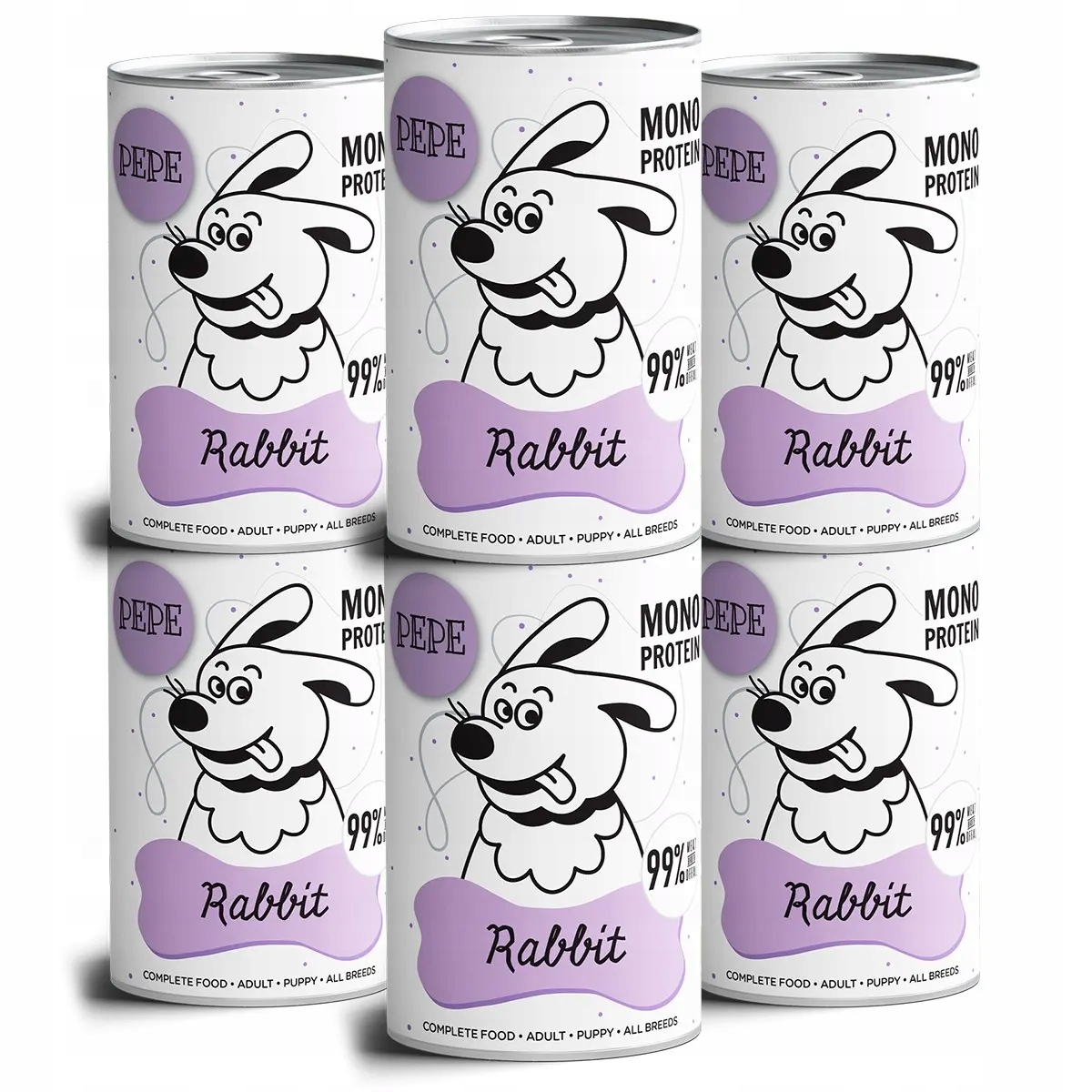 Paka Zwierzaka Pepe karma mokra dla psa z królikiem 6x400 g