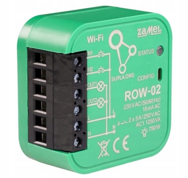 

Sterownik 2-kanałowy Wi-Fi dopuszkowy Supla ROW-02