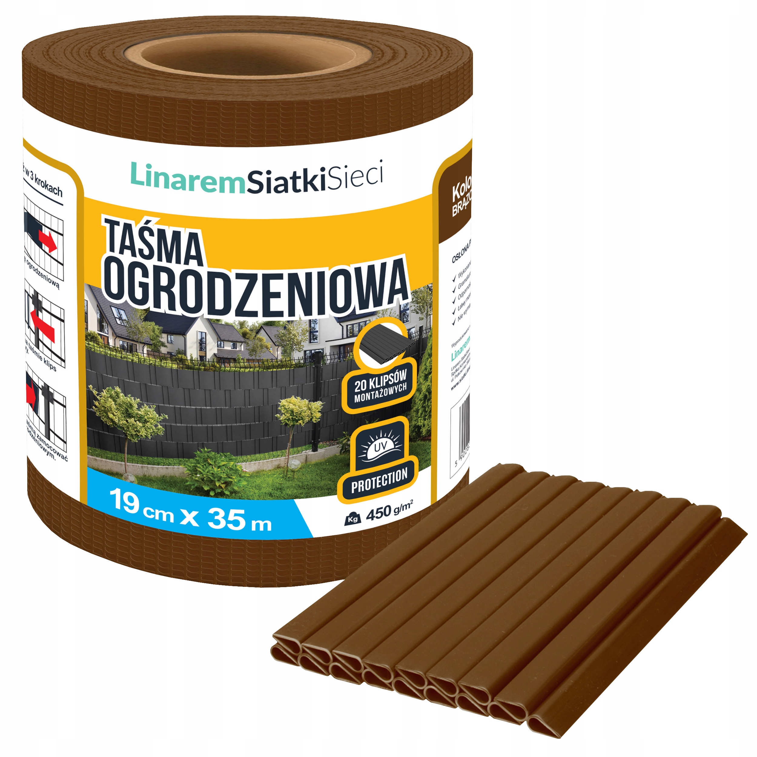 Krycia páska na plot Bronzová 19 cm x 35 m Ochrana Na Plot Uv Sada 4ks