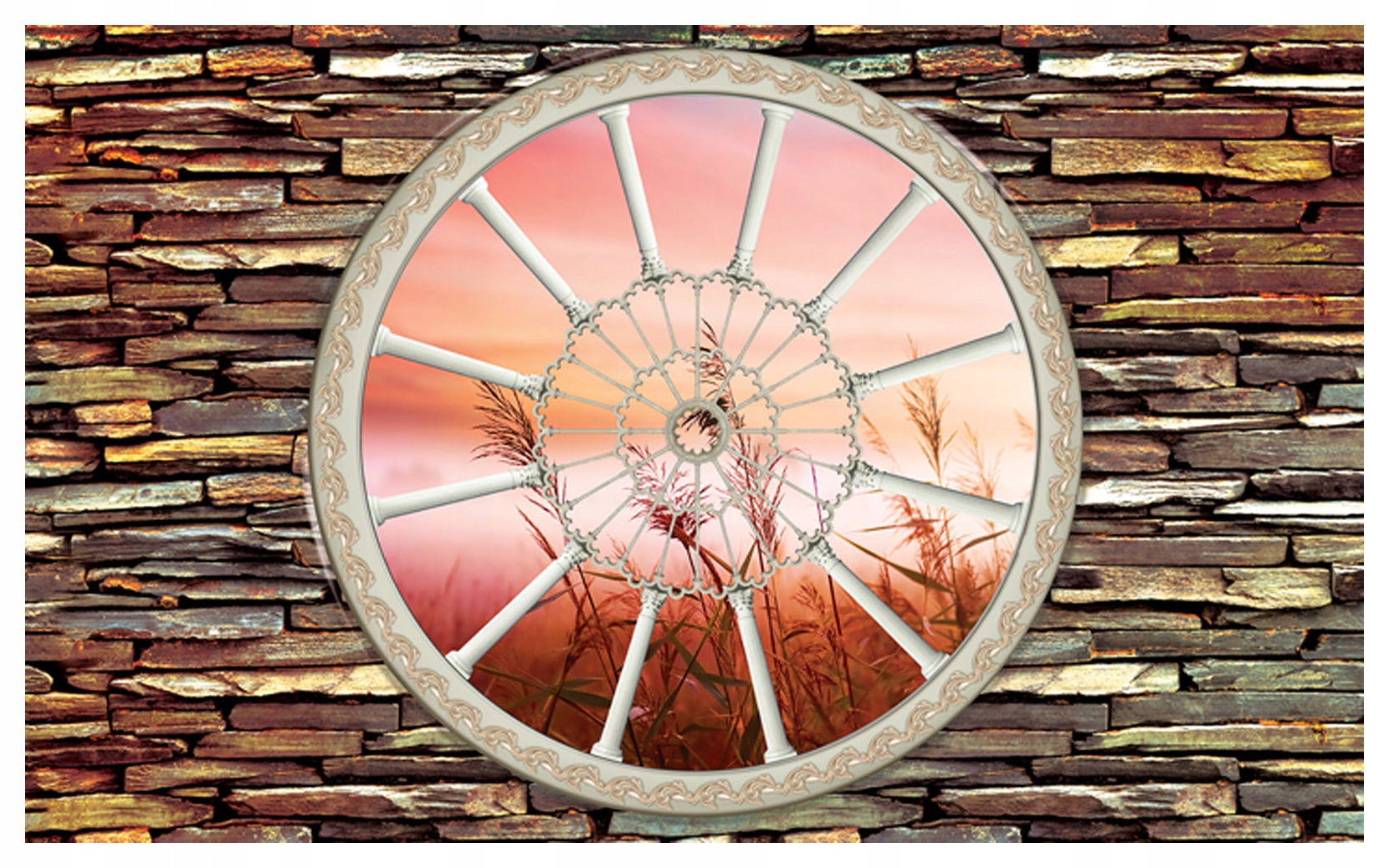 Fototapeta Okno na pole za úsvitu Perspektiva a příroda 200x140 lepidlo