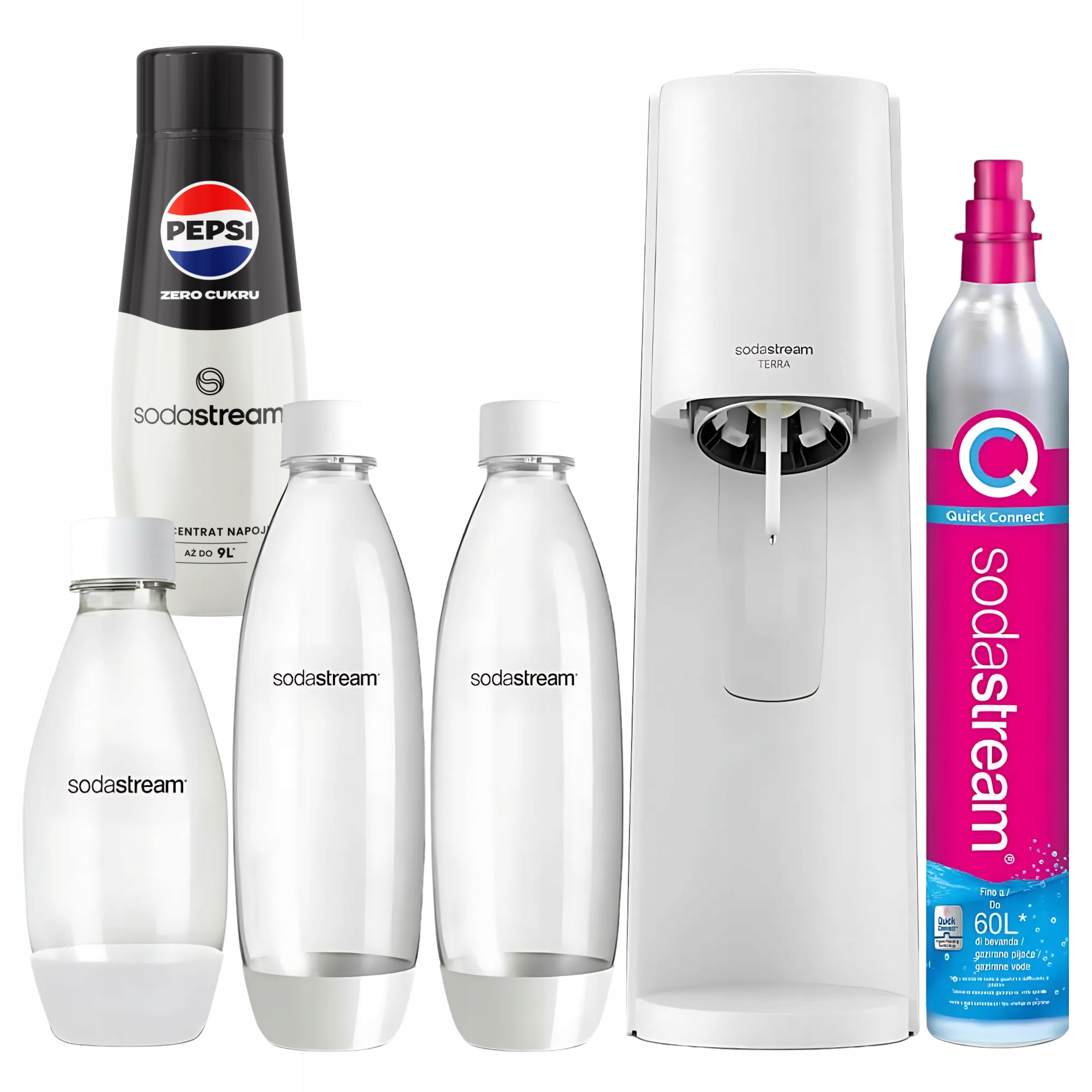 Sodastream Terra Saturátor sada 2 fľaštičiek 1 l fľaša 0.5 l Pepsi Max