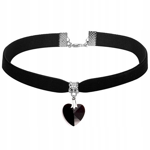 

Naszyjnik choker tasiemka rzemyk serce czarny