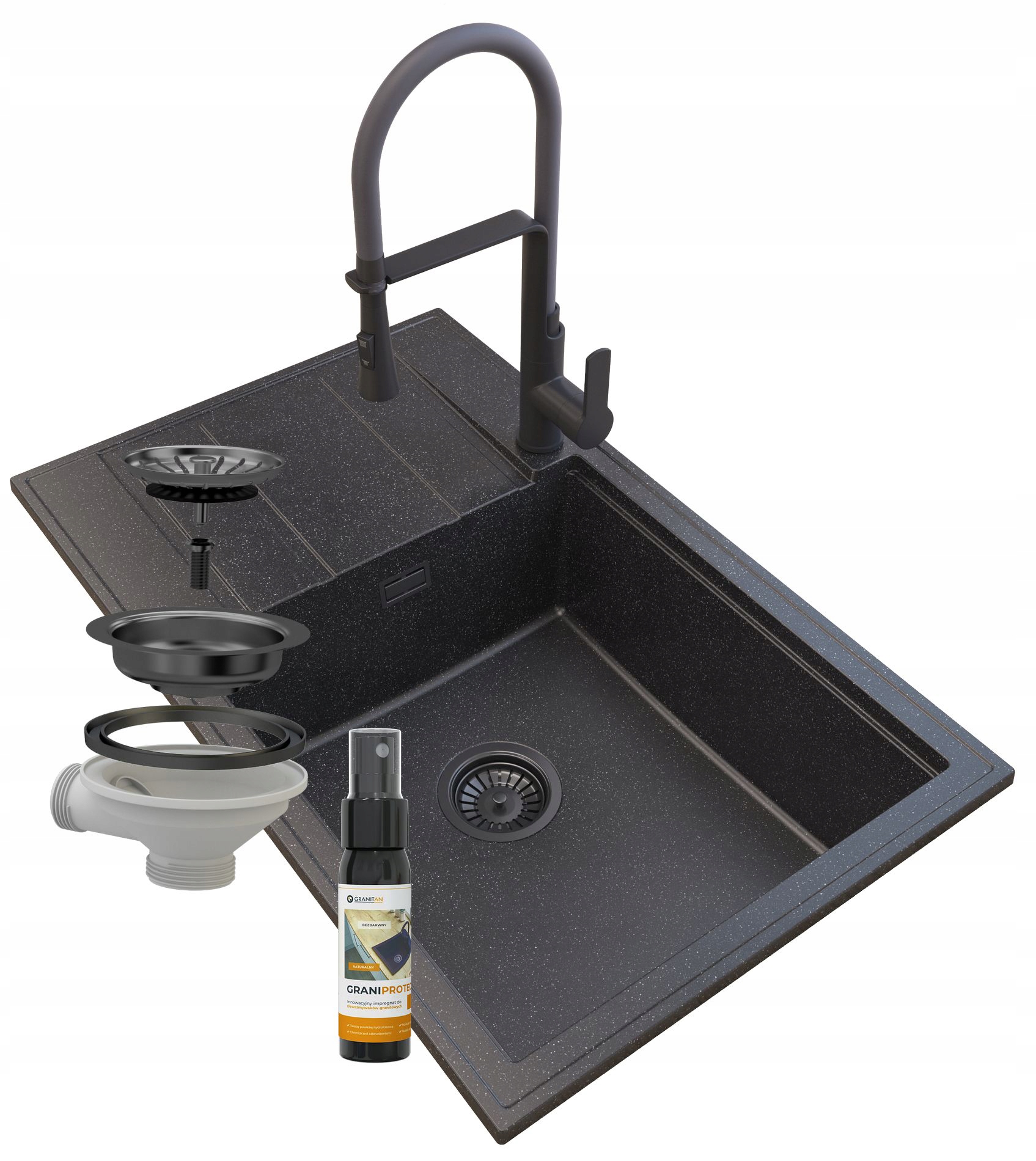 Dřez Sifon Bat Vegas Černý Louis Granit