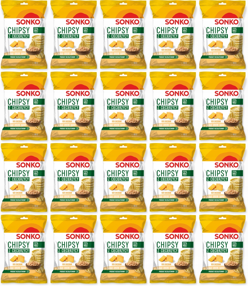 Chipsy z Ciecierzycy Ser Cheddar Sonko 60 g x20