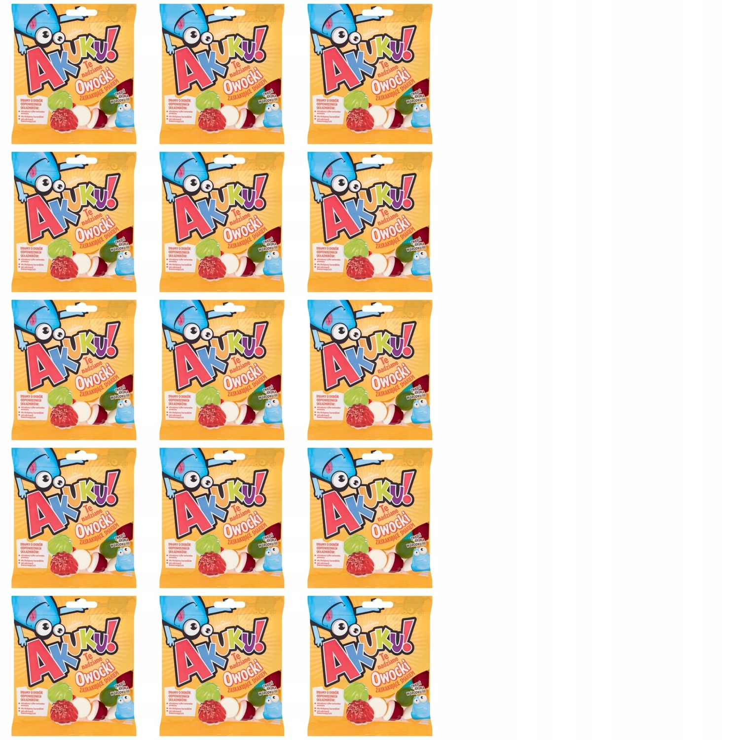 Levně 15 x 90 g Akuku tyto naplněné plody želé bonbony Půlka Kartonu