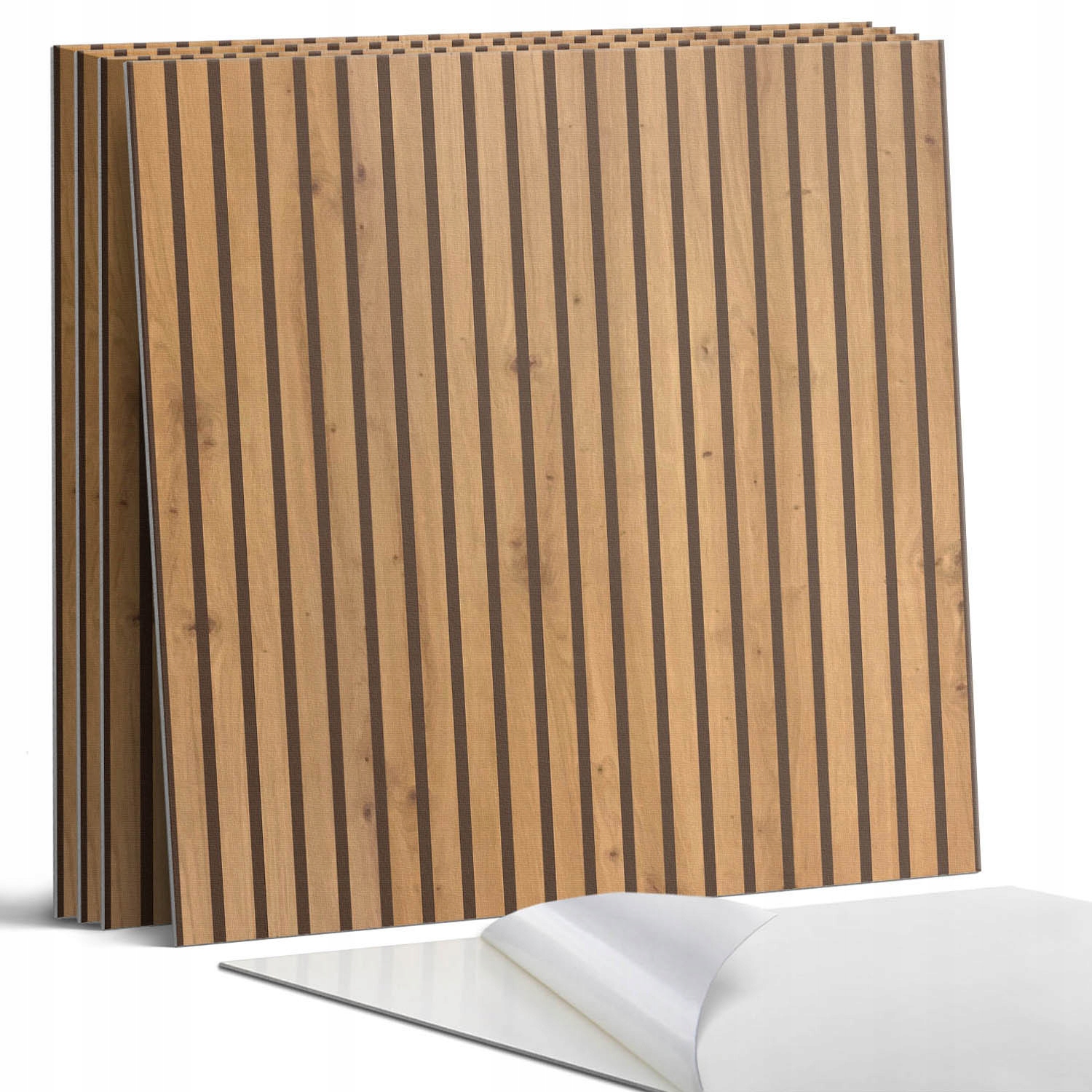 Sada dlaždic Vinyl Pvc Vertikální desky inspirované dřevem 4 x 50 x 50 cm