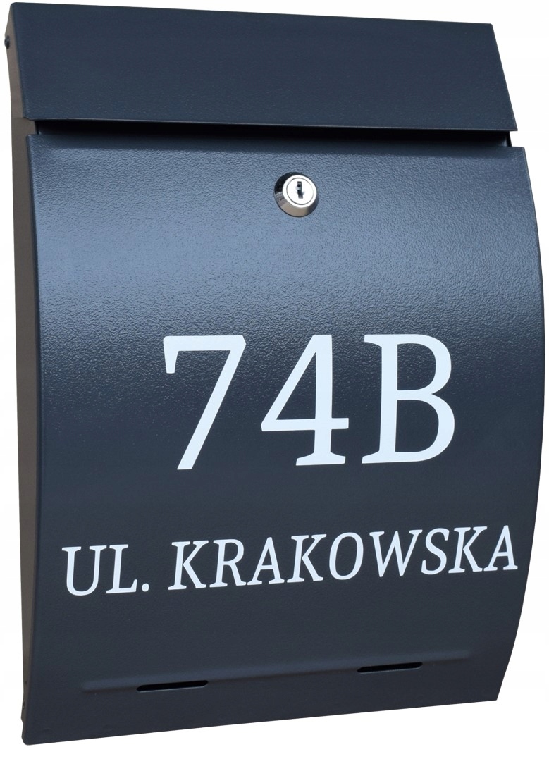 ПОЧТОВЫЙ ЯЩИК ДЛЯ ПИСЕМ АНТРАЦИТ-ЦВЕТА - НОМЕР ДОМА, УЛИЦА, НАДПИСЬ (В)
