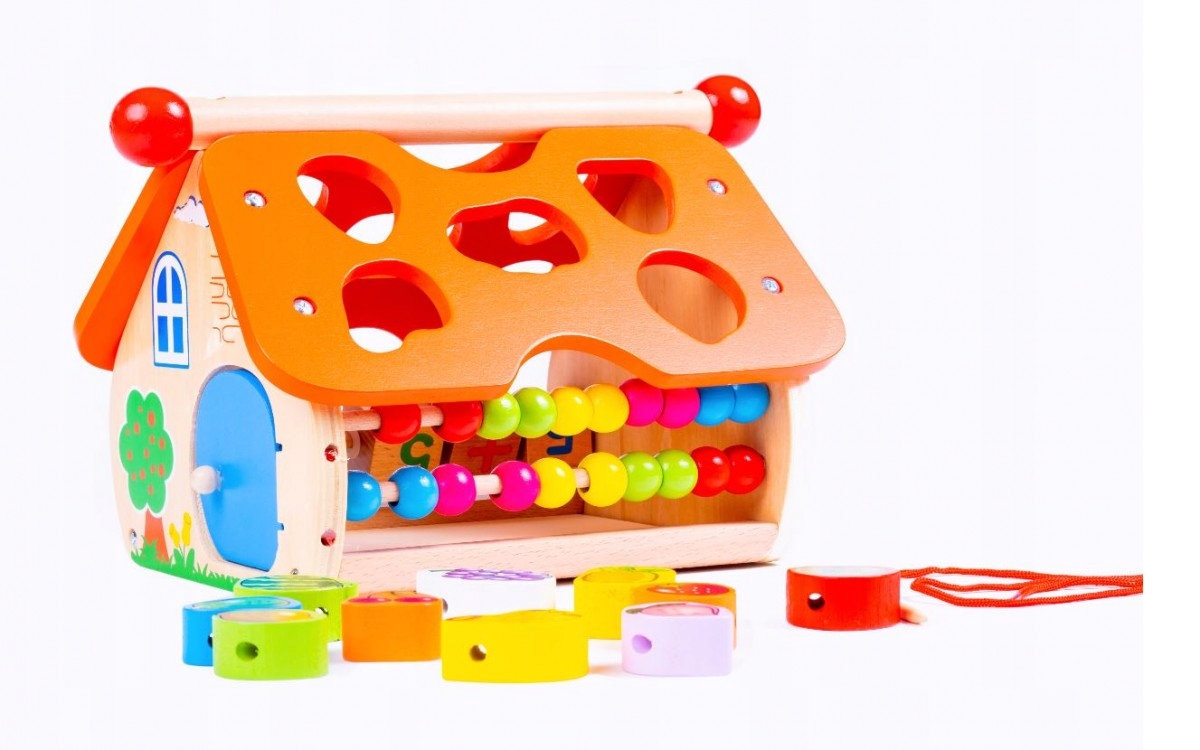 

Drewniany Sorter Domek Edukacyjny z owocami paint