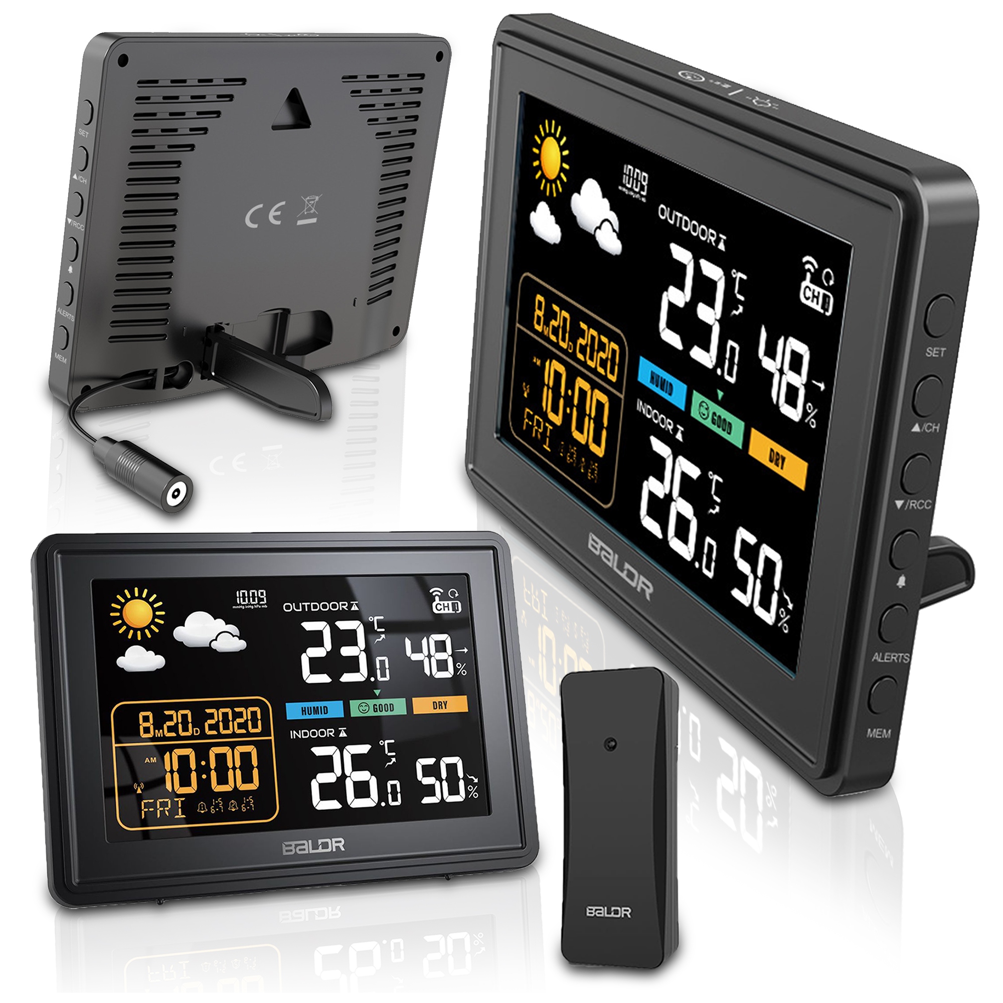 BEZPRZEWODOWA STACJA POGODOWA HIGROMETR TERMOMETR ZEWNĘTRZNY CZUJNIK POGODY