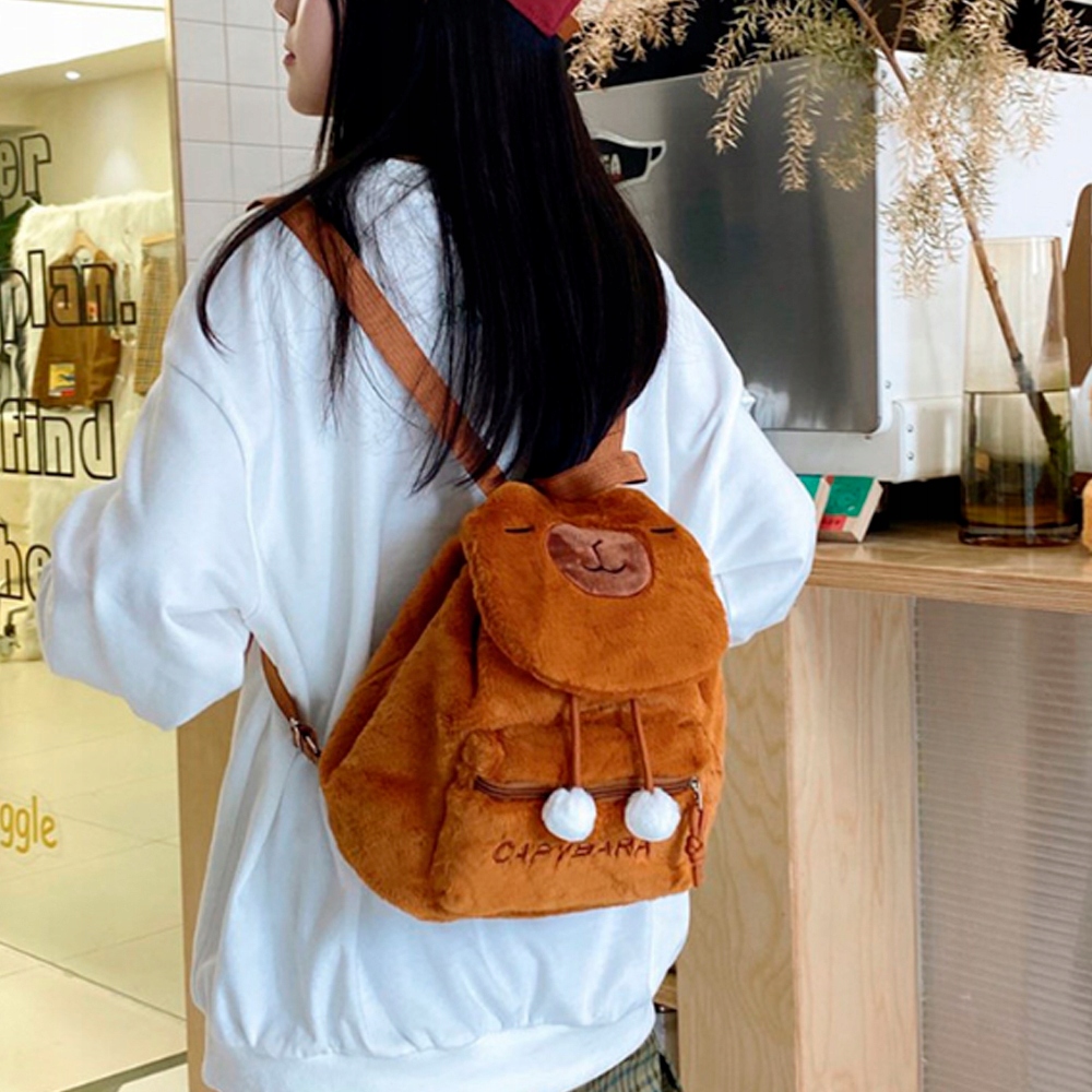 PLECACZEK PLECAK PLUSZOWY KAPIBARA MIĘKKI PLUSZOWA TORBA BRĄZOWY KAPIBARA Marka 100