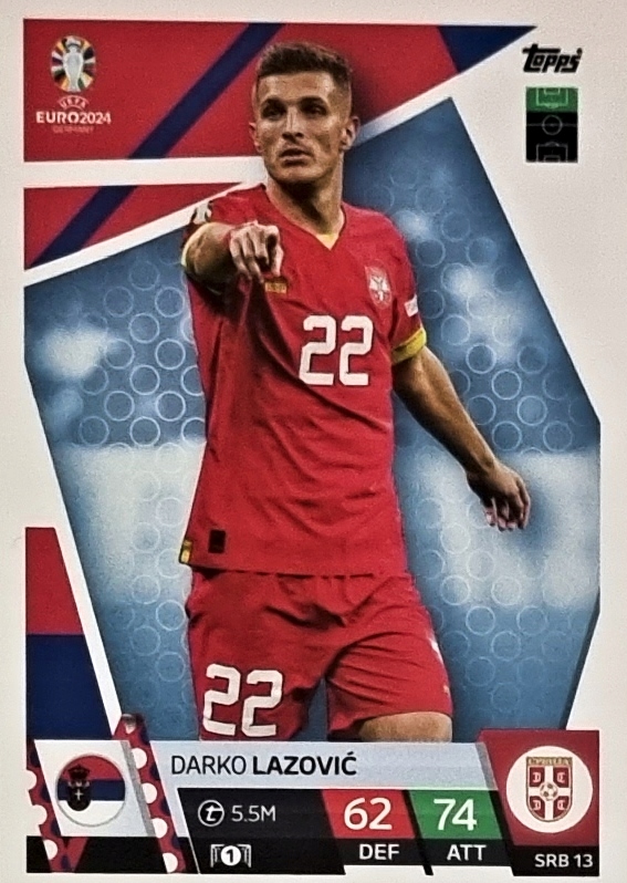 EURO 2024 TOPPS MATCH ATTAX SRB 13 DARKO LAZOVIC SERBIA