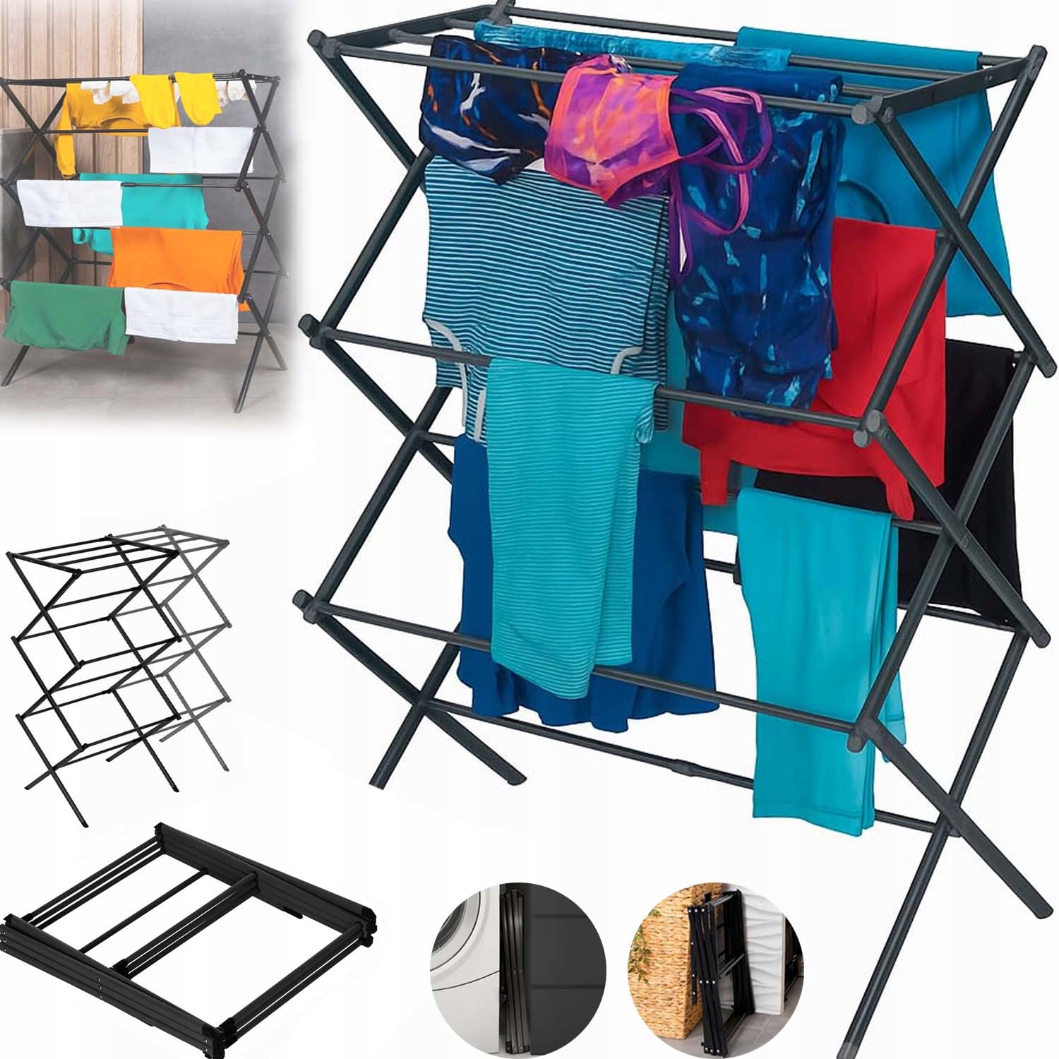 Levně Sušák Na Prádlo Vertikální, Skládací, Balkonová, Na Prádlo 6-ÚROVŇOVÁ