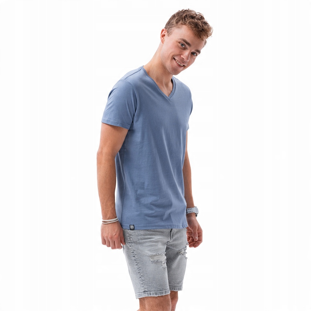 

T-shirt męski bawełniany basic S1369 niebieski XL