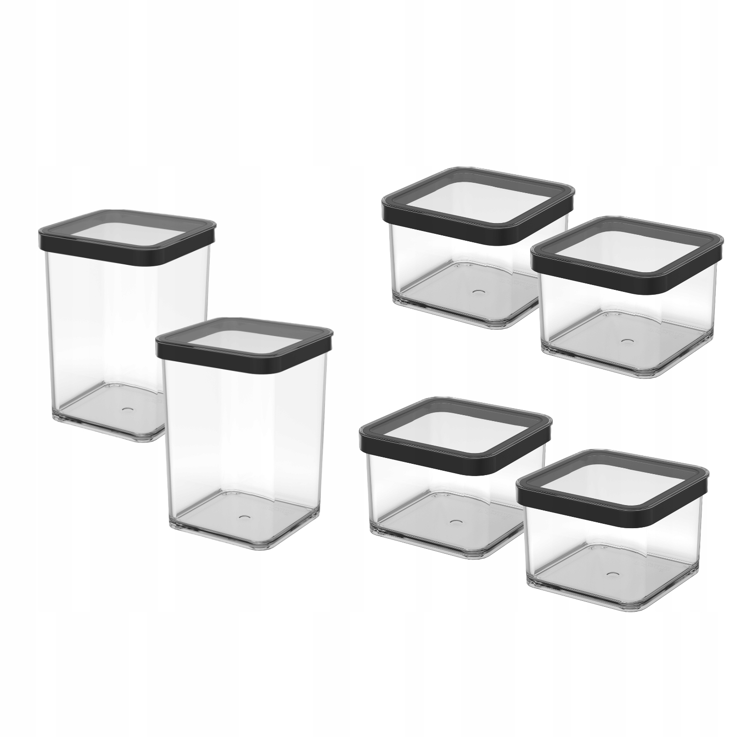 Sada 6 x nádob na potraviny Rotho Loft 2x1,0L 4x0,5L Černá Obruba.