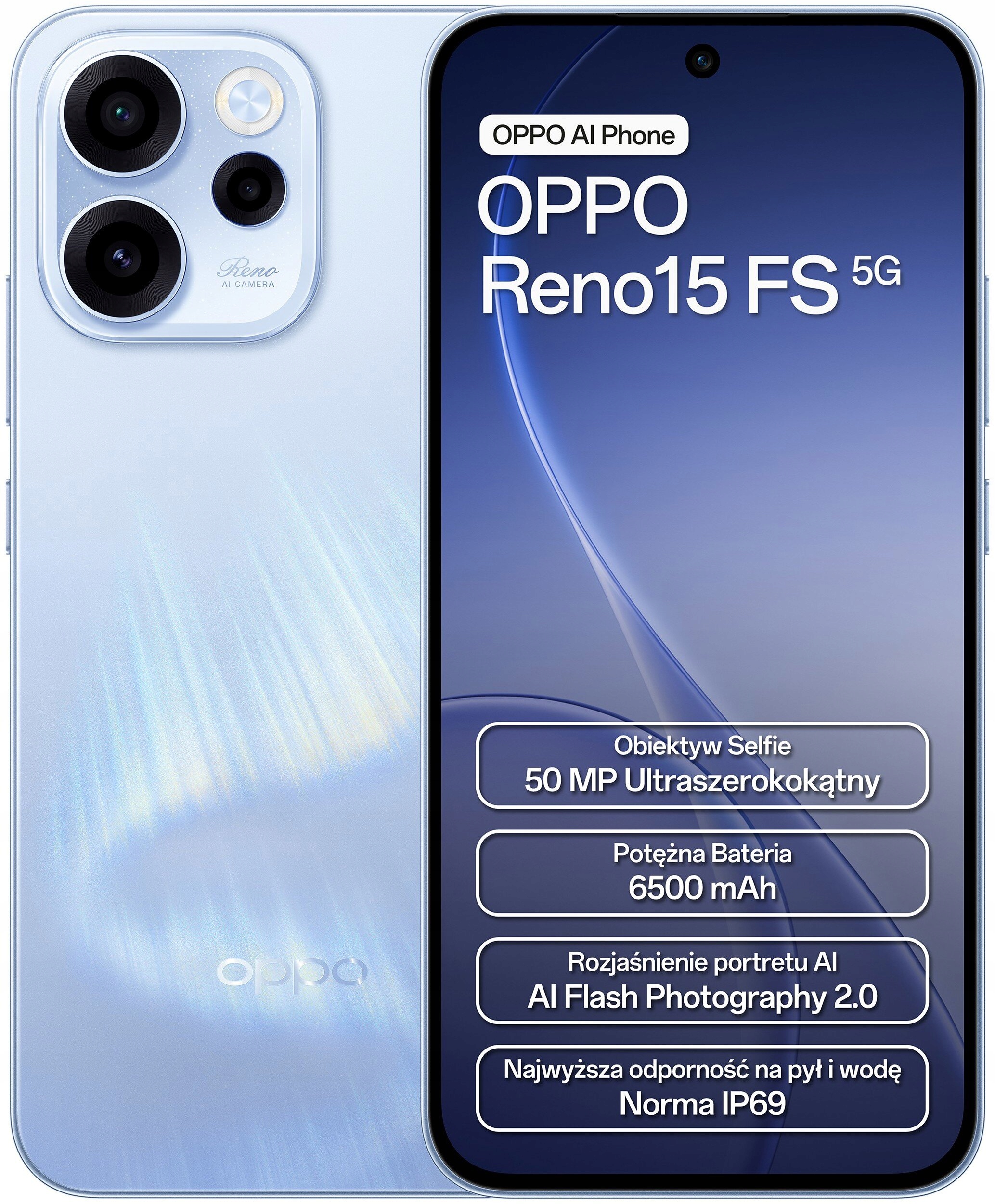 OPPO Reno15FS 5G 8/512GB 6,57" 120Hz 50Mpix Niebieski