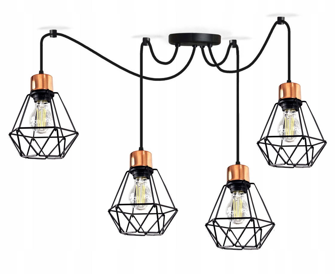 Lampa Wisząca Pająk Nowoczesna Led Żyrandol Miedź