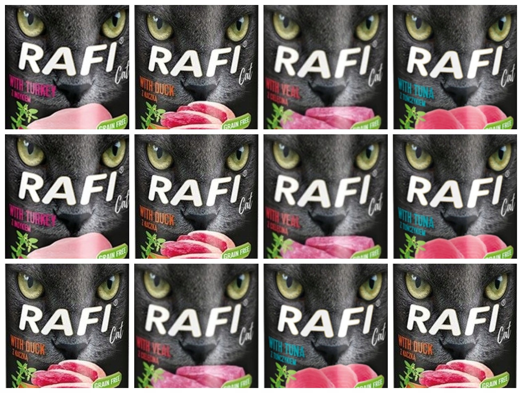 Levně Rafi Směs Na Mokré Krmivo Pro Kočky 400G! X 12 Kusů
