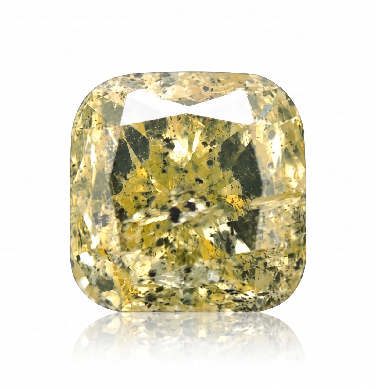 Přírodní diamant 0.48 ct Zelený Cushion I2 certifikát Algt
