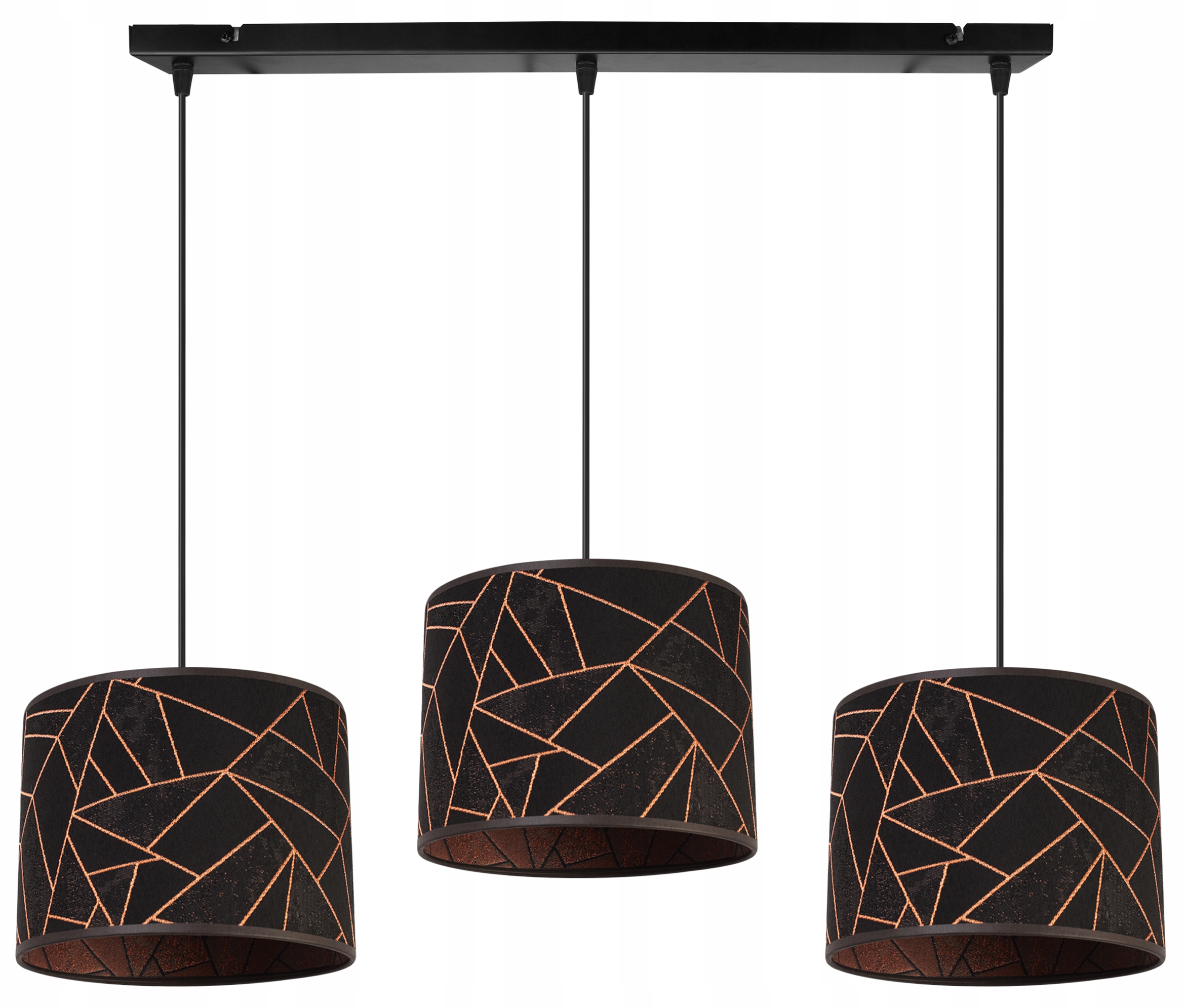 Stropná Závesná Lampa Luster Trojitá Lišta Tienidlo Glamour Meď Kvalita