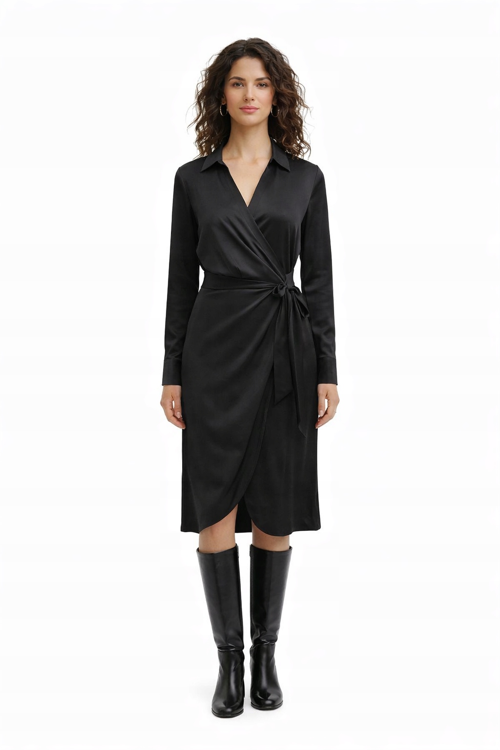 Guess Černá Šaty Se Zavazováním A Dlouhým Rukávem XL I1K