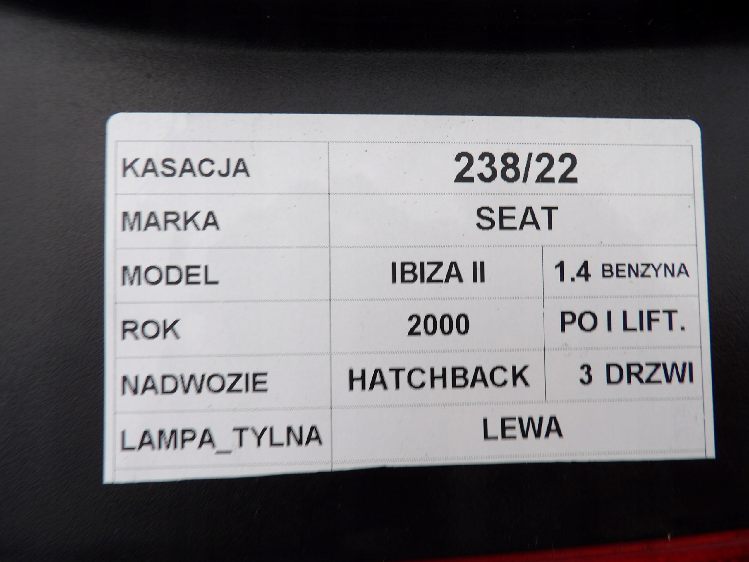 light TL Seat Ibiza II FL 6K6945257C