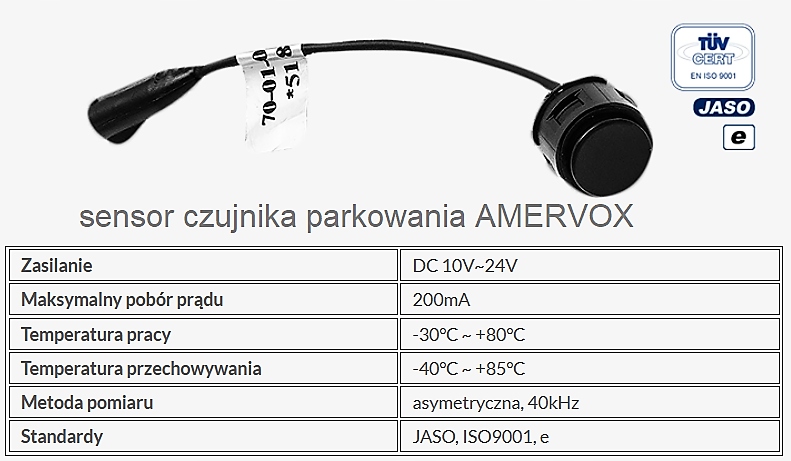 Sensor czujnika parkowania Amervox OPCJA MALOWANIA EAN (GTIN) 5907006407909