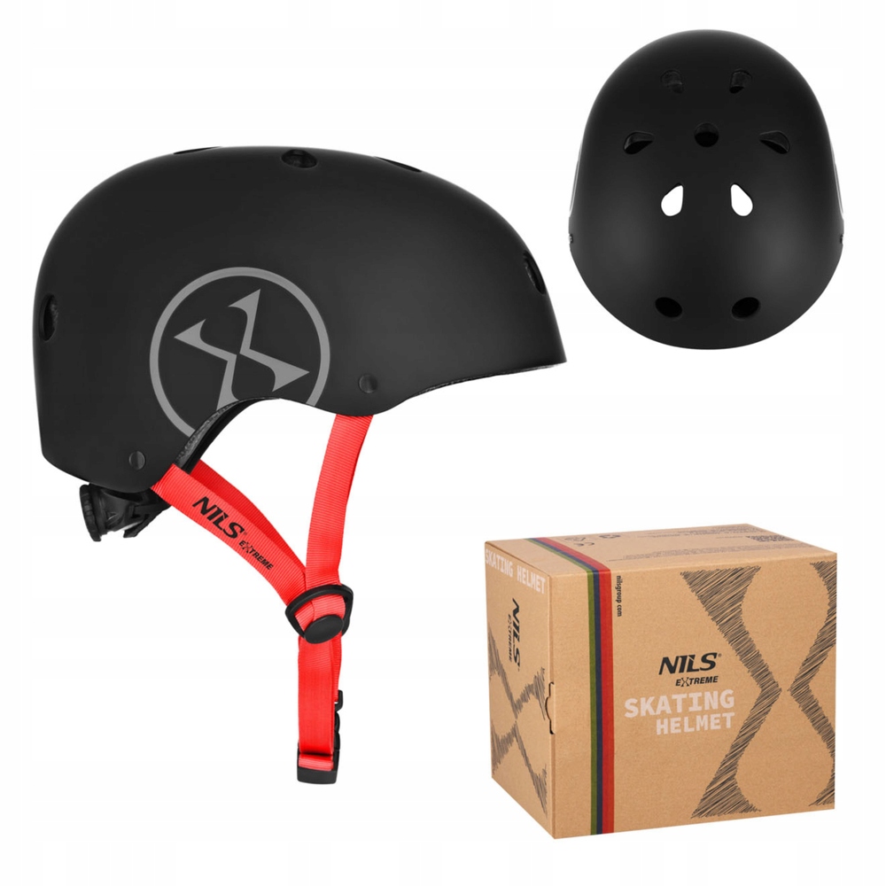 Kask rowerowy na rolki hulajnogę orzeszek czarny matowy M Nils Extreme