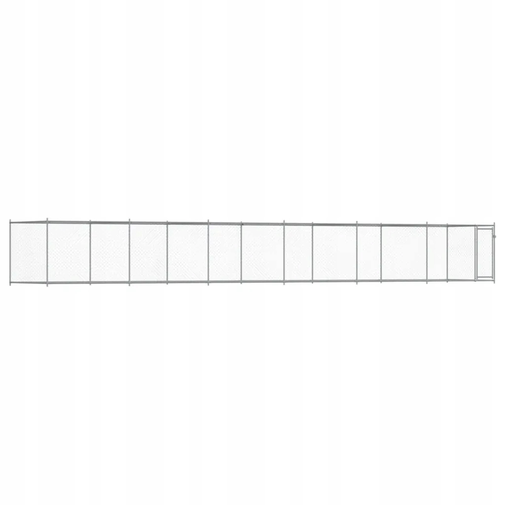 Levně Klec pro psy s dvířky šedá 12 x 2 x 1,5 m pozinkovaná ocel