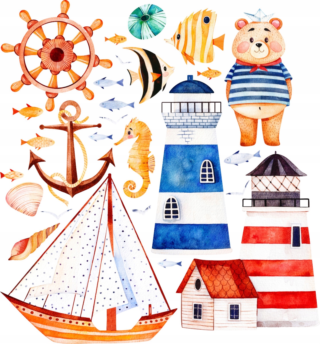 

Nalepki zestaw Morze marynarskie ścienne dzieci M