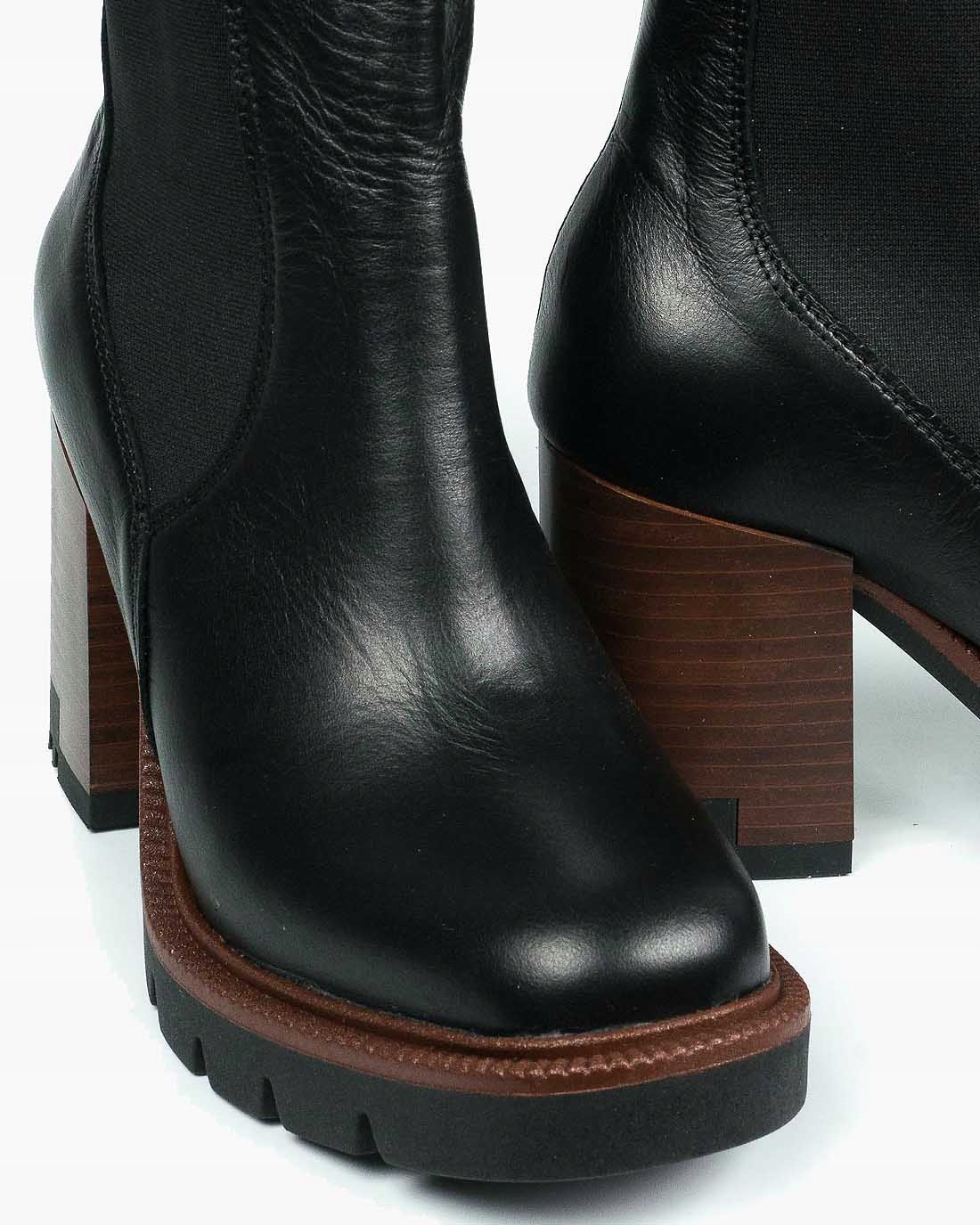 Czarne botki damskie skórzane Oleksy R41 Kolor czarny