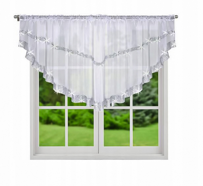 

Firany gotowe krótkie z cyrkoniami 85x400 gładka