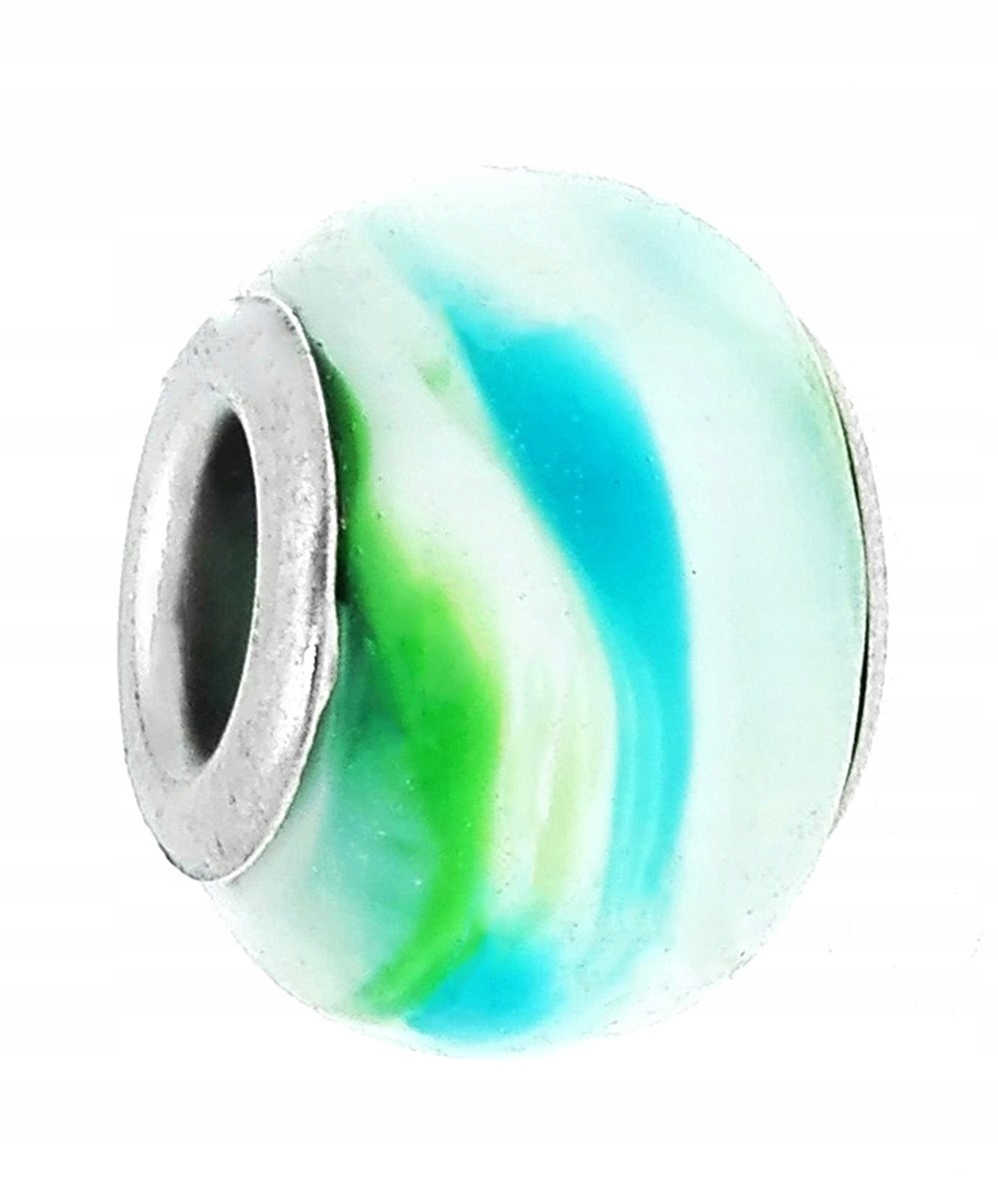 

Zawieszka beads - seledynowa w fale