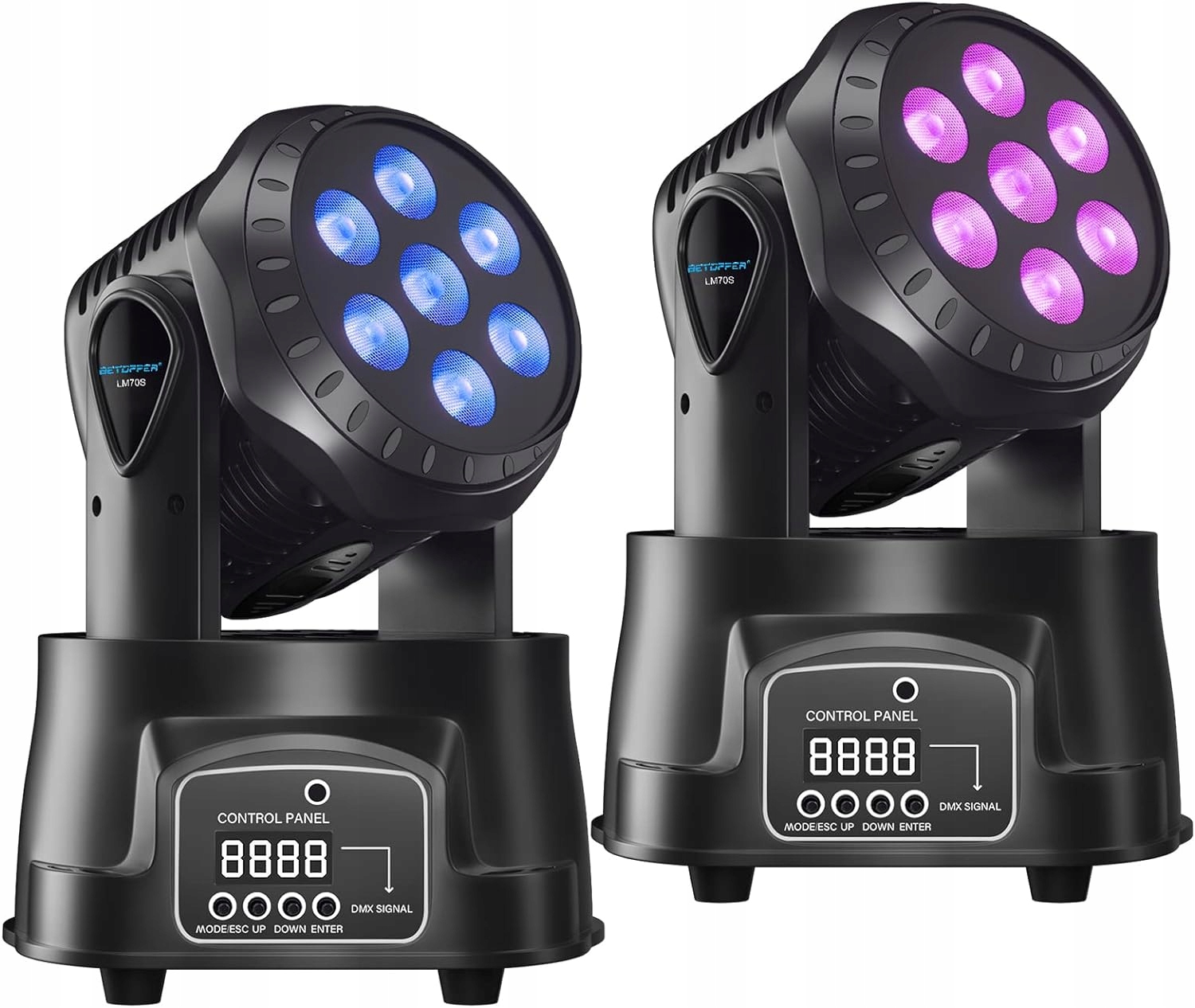 BETOPPER 2szt Głowice Ruchome DJ Światła 7 * 8W RGBW 4w1 LED Obsługa Auto/D